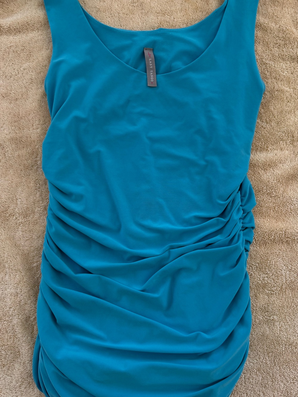 Last tango Teal Ruched Scoop Tank